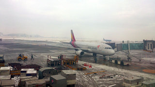雪の釜山・金海空港